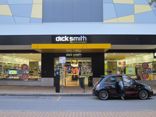 Fiat Abarth outside Dick Smith Electronics